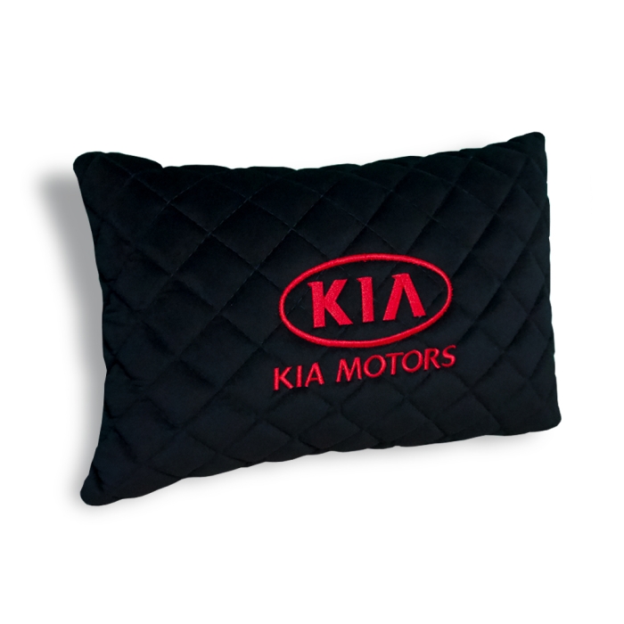 Подушки из алькантары Подушка из алькантары с вышивкой Kia Motors (Черная)