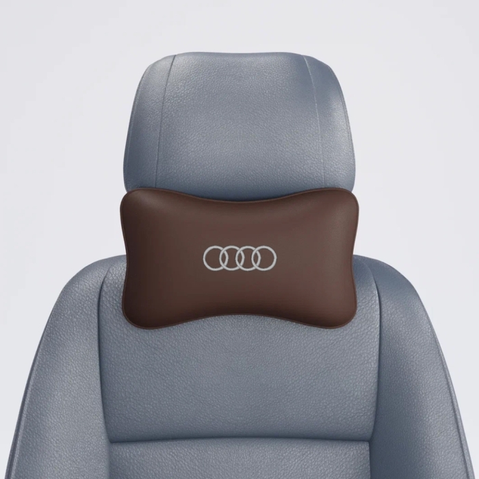 Подушки под шею Подушка под шею коричневая с вышивкой Audi