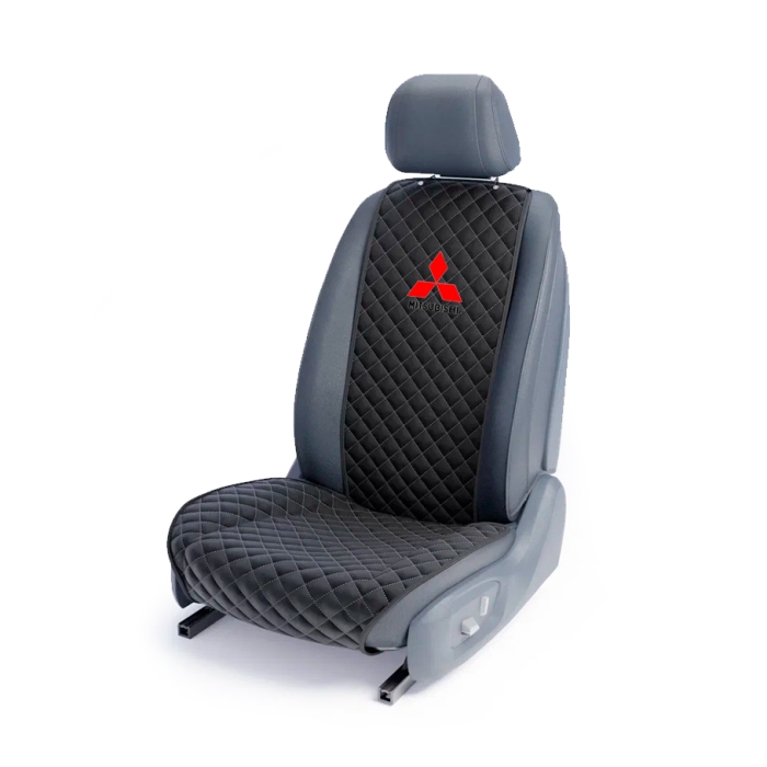 Накидки на сидения Накидка на переднее сиденье черно-белая с вышивкой Mitsubishi